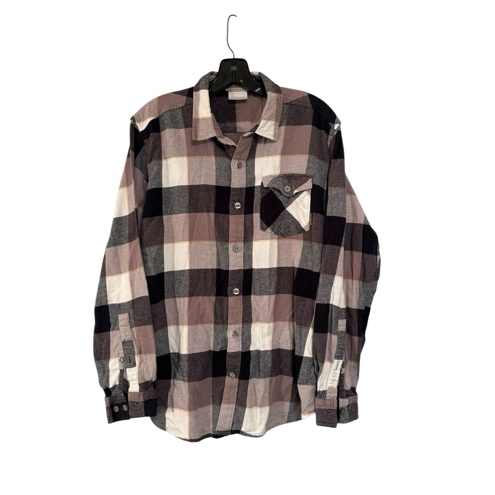 Columbia Flannel Shirt Long Sleeve Button-Up Brown Plaid Men's Medium Cabincore